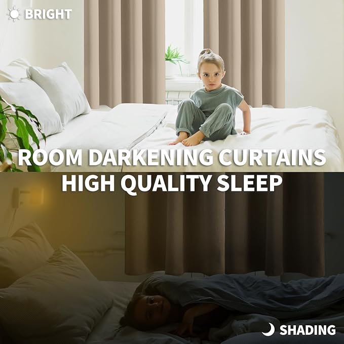 BGment Blackout Curtains - Grommet Thermal Insulated Room Darkening Bedroom and Living Room Curtains, Set of 2 Panels (38 x 84 Inch, Sand)