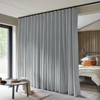 Room Divider Curtains Total Blackout Privacy Curtain Panel Room Thermal Insulated Noise Reduction Curtains for Bedroom Window Living Room Ceiling Track Curtain W 10 ft × H 8 ft Grey