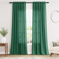 Dark Green Linen Curtains 108 Inches Long for Living Room 2 Panels Set Extra Long Back Tab Curtain Sheer Light Filtering Emerald Green Drapes Floor to Ceiling Curtains for Large Windows 52x108