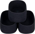 CubesLand Black Baskets Bins for Organizing,Small Woven Storage Baskets for Shelves,Cute Closet Cube Bins Set 3,Baby Nursery Toys Cube Bin,Home Decor Organization Storage