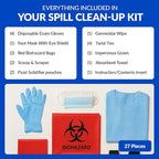 School Health 27‑Piece Bodily Fluid Spill Clean Up Kit – Bloodborne Pathogen Protection with PPE, Biohazard Bags & Wipes – OSHA Compliant Response Kit for Schools, Clinics & Infectious Materials