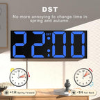 JALL 22'' Large Digital Wall Clock, Big LED Number Dispaly, DST, Night Light for Classroom, Living Room, Bedroom, Mounted, Birthday Xmas Gift for Senior, Mem Womem Mom Dad, Blue