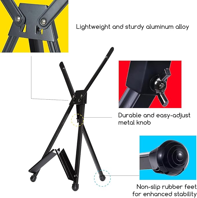 MEEDEN 10 Pcs Artist Tabletop Display Easel, Aluminum Tripod Easel for Painting, Collapsible Folding Frame Easel, Portable Lightweight Table Top Easel Stand, Hold Canvas Up to 24" x 30"