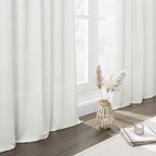 Semi Sheer Linen Curtains 90 Inches Long for Living Room 2 Panels Set Back Tab Pocket Ivory White Tall Vertical Curtains Luxury Light Filter Privacy Curtain Drapes for Bedroom Aesthetic 52X90