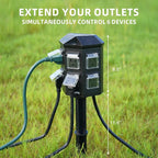 TiFFCOFiO Outdoor Power Strip Weatherproof, 50 FT Extension Cord with Power Stake, 6 Grounded Outlets for Outdoor Lights, 15A/1875W, ETL Listed