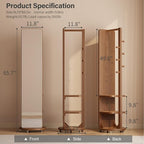 WoodsWhisper Full Length Mirror Coat Rack Solid Wood Floor Mirror 66"x12" Full Length Mirror with Stand Long Mirrors for Bedroom,Living Room