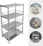 Stainless Steel Shelving, 31.5"x15.8" 4 Tier Adjustable Shelf Storage Organizer, 200lbs/Layer Heavy Duty Commercial Office Garage Storage Unit, Standing Shelf Shelving for Store & Display Good