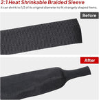 1" - 18 feet Braided Cable Management Sleeve 2 in 1 Heat Shrink Fabric Tube Wrap Organizer Cover Cable/Wire/Harness/Hose Sleeving