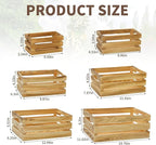 Wooden Crates for Display 6 Pack Large Rustic Nesting Wooden Basket with Handle, Decorative Farmhouse Wood Crate for Storage and Container, 6 Size Wood Basket Decor Boxes