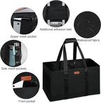 WONDAY Large Utility Tote Bag, Reusable Grocery Bags Collapsible Tote, Large Tote Bag With Handles Utility Tote Shopping Bags for Groceries, Storage, Picnic, Beach, Pool (Black)