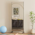 brisafe 67"x28" Ultra-Light Mobile Floor Mirror with 360° Wheels, 0.04mm Shatterproof Nano Film for Home Gym/Yoga/Dance Studio & Commercial Use | 60% Insurance Savings | Black
