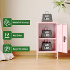 Aobabo 24.4" H Metal Locker Storage Cabinet with 1 Doors, Pantry Storage Cabinet with Adjustable Leveling Foot and Adjustable Shelves, for Kitchen, Employees, Office, Home, Assembly Required, Pink