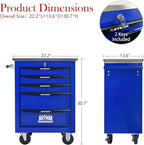 5-Drawer Heavy-Duty Rolling Tool Chest with Wheels & Steel Roof, Lockable Tool Chest Storage Cabinet for Garage, Workshop, Warehouse, and Repair Shop