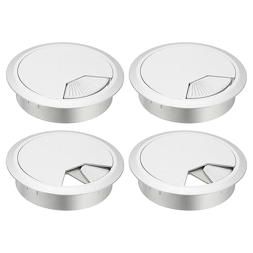 PATIKIL 3 Inch Desk Grommet, 4Pcs Cable Grommet Wire Management Cable Hole Cover Cord Organizer for Office Home Table Countertop, Silver
