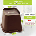 Bed Risers 1 inch, 2 inch, 3 inch, 4 inch, 6 inch, 8 inch Heavy Duty, Oversized Furniture Riser for Couch Sofa Table Chair Leg Frame Dorm, Support up to 6000 Lbs (Chocolat Brown 4 Pack, 5 inch)