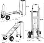 Aluminum Convertible Hand Truck, 800lbs 3 in 1 Folding Dolly Cart Lightweight Frame,Heavy Duty Industrial Platform Cart Handtruck for Construction, Logistics, Shopping, Home, Office Moving (Silver)