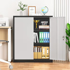Pataku Metal Storage Cabinet, Garage Cabinet with Doors and Shelves 36" Hx32 Wx16 D, Steel Lockable File Cabinets for Office, Home, Garage, Basement, Industrial, Black Grey