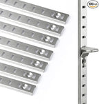 Bueyfolt 17Inch 8 Pcs Pilaster Shelf Brackets, Adjustable Mortise Mount Shelf Rails with Screws for Wall Shelving System