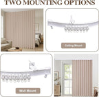 Faux Linen Semi Sheer Room Divider Curtain with Flexible Ceiling Track, Extra Wide Light Filtering Privacy Curtains for Patio Sliding Glass Door, Living Room, Bedroom, Light Coffee, W100xL108, 1 Panel