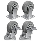 5'' × 2'' Caster Wheels, Heavy Duty Industrial Casters Set of 4 Rubber Wheels, Load 2800lbs Capacity, Swivel Caster for Cart Dolly Toolbox (2 Brake & 2 Rigid)