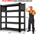 SILVEL 48.2" W Garage Shelving, 5000LBS Heavy Duty Metal Shelving, 2025 Solid Storage Shelves with 2 Side Pegboards, Industrial 5 Tier Shelves for Basement Pantry Warehouse Supermarket, 3 Pack