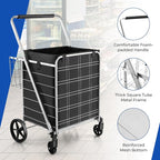 Goplus Shopping Cart for Groceries, Jumbo Upgraded Folding Grocery Cart with Waterproof Liner, 330 LBS Weight Capacity, 360° Swivel Wheels, 33 Gal Double Basket, Heavy Duty Foldable Utility Cart