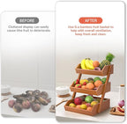 G.a HOMEFAVOR Fruit Basket for Kitchen, 3-Tier Fruit Bowl for Kitchen Counter, Vegetable Storage Stand for Fruit Shop, 15 mm Thickness, Brown