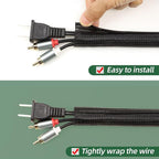Split Wire Loom Tubing, Cable Protector Sleeve, Braided Cable Management for TV/Computer/Home Theater/Engine Bay, Cord Protectors from Pets No Chew (Black, 3/8"-10ft)