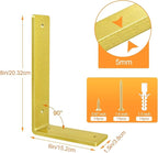 Gold Floating Shelf Bracket 8 Inch, 6 Pack Heavy Duty Shelf Brackets, Wall Shelf Bracket for DIY Decorative with Mounting Hardware