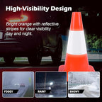 6 Pack 18 Inch Orange Reflective Traffic Cones, Black Base PVC Safety Cones for Construction Sites, Parking Control and Hazard Marking (6, Orange, 18 Inch)