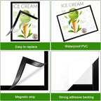 Marspark 50 Pcs Magnetic Sign Holder 8.5 x 11 Self Adhesive Wall Mount Magnetic Document Paper Holder Display Picture Frame with Border and Clear PVC Front Cover for Office Wall Window Store