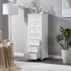 Tall White Dresser for Bedroom with 7 Drawers, 52" Tall Chest of Drawers Modern Wooden Lingerie Chest with Crown Molding and Solid Wood Ball Legs, Anti-0xidation Zinc Alloy Knob(White)