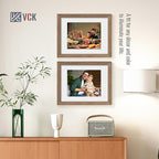 VCK 11x14 Picture Frame 5 Pack - Walnut, High-End Wood Poster Frames with Tempered Glass, Display 8x10 Photo with Mat or 11x14 without Mat, Art Gallery-Quality, Wall Hanging, Walnut