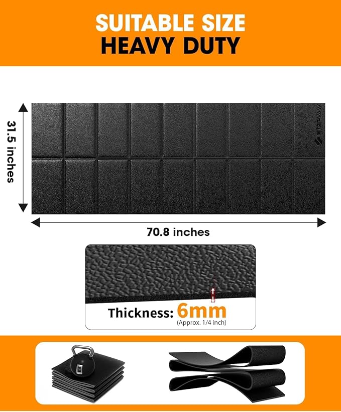 Walking Pad Mat for Carpet, Treamill Mat for Hardwood Floors, High Density, 1/4 Thickness, Folable, Floor Protection Mats for Bikes, Elliptical, Treadmill