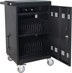 Laptop Charging Cart,32 Devices Tablet Storage Carts for Pad Up to 16.3" Screen Size, Classroom Computer Mobile Charging Station for Pads,Chromebooks,Laptops,Security Storage (30+2 Bay-Black)