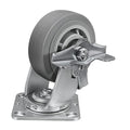 5'' × 2'' Caster Wheel, Heavy Duty Industrial Caster, Rubber Wheels with Roller Bearing, Load 700lbs per Swivel Casters for Cart Dolly Toolbox Trolley (1 Brake)