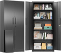 Greenvelly Metal Storage Cabinet, 63" H Locking Metal Storage Cabinet with Doors and 4 Shelves, Lockable Steel Cabinets for Kitchen, Bedroom, Living Room, Office (Black)