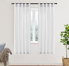 White Sheer Curtains 72 Inches Long for Living Room Bedroom,Linen Cotton Textured Back Tab Hooks Pleat Semi Privacy Light Filtering Sidelight French Door Curtain Drapes 72 In Length 2 Panels Set