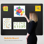 Bulletin Board, 23.5 X 17.5 inches Cork Board with 20 Pushpin, Felt Cork Board Notice Pin Board, Self-Adhesive Vision Board Mood Board Foldable Photo Board for Wall - Black