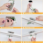 VANoopee 26FT H Track Lighting Rails White, H Type Track Lighting Kit with Floating Canopy Connector, End Caps, Live End Feeds, I T & L Connectors, Compatible with Single Circuit H Style Track System