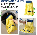 Hushee 12 Pack Large Microfiber Tube Mop Heads 18 oz Heavy Duty Commercial Industrial Wet Mop Head Refill Reusable Machine Washable Looped End Mopheads for Hardwood, Tile, Laminate Floors (Yellow)