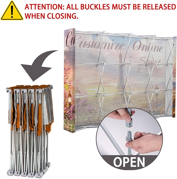 Customize Trade Show Fabric Pop Up Display Tension Fabric Banner Portable Aluminum Display Store Sign Holders Booth Holder Print and Frame Set 12.5×7.5 FT