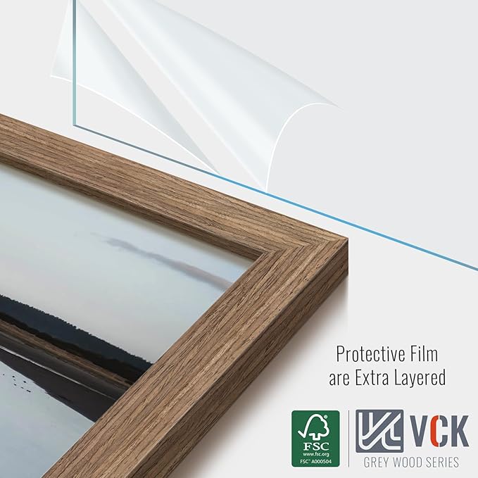 VCK 18x24 Poster Frame 2 Pack - Walnut, High-End Wood Picture Frames with Polished Plexiglass, Display 16x20 Photo with Mat or 18x24 without Mat, Art Gallery-Quality, Wall Hanging, Walnut