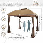 MFSTUDIO 10'x10' Patio Gazebo Tent,Heavy Duty Outdoor Canopy Shelter with Mosquito Netting and Double Roof Tops for Garden Backyard Parties Deck Yard Lawns …
