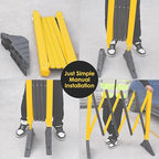 8.5' Ft Expandable Barriers, Yellow Black Extensible Mobile Barricades, Flexible Crowd Control Barriers Guard with Heavy-Duty Rubber Base, Portable Retractable Traffic Fence (2)