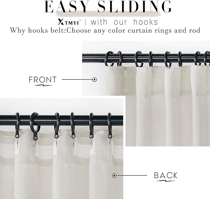XTMYI 105 Inch Curtains 2 Panels Set Custom Length Back Tab Linen Window Sheer Curtain Drapes for Living Room Bedroom,50x105 in Long,Cream(Ivory/Off White)