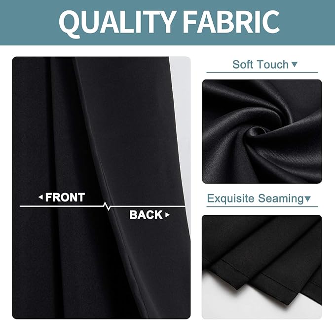 ChrisDowa Blackout Curtains 120 Inches Long for Living Room, Grommet Thermal Insulated Room Darkening Curtains for Bedroom (1 Panel Set, Black, 52W x 120L)