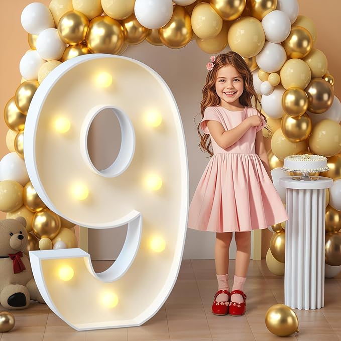 imprsv Marquee Light Up Numbers, Mosaic 3FT Marquee Numbers for 19th Birthday Decorations Anniversary Party Decor, Large 9 for Party Decorations (Need to Assemble)