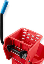 Carlisle FoodService Products 26-Quart Commercial Mop Bucket with Side-Press Wringer, Precision-Molded Polypropylene, Durable Wringer, Bucket with Non-Marking Casters, 18.5 x 16.5 x 23 Inches, Red