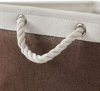 Large Storage Baskets for Shelves, Fabric Baskets for Organizing, Collapsible Storage Bins for Closet, Nursery, Clothes, Home & Office [3-Pack, White&Brown]